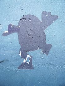 Funny little man on wall of Portabello Road (modern art) by Sarah Katharina Kayß