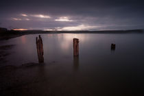 Swansea Bay groynes at night by Leighton Collins