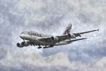Qatar Airlines Airbus And Seagull Escort Art by David Pyatt