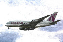 Qatar Airlines Airbus A380 Art by David Pyatt