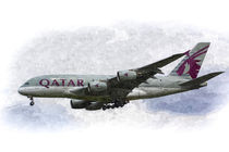 Qatar Airlines Airbus And Seagull Escort Art by David Pyatt