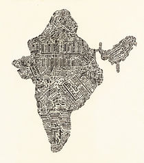 Lettering map of India by Mariana Beldi