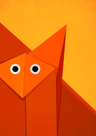 Geometric-cute-origami-fox-portrait-poster