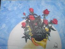 Red Tea Roses on a White Table von larry boelman
