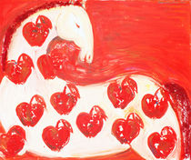 White horse with red apples von Elisaveta Sivas