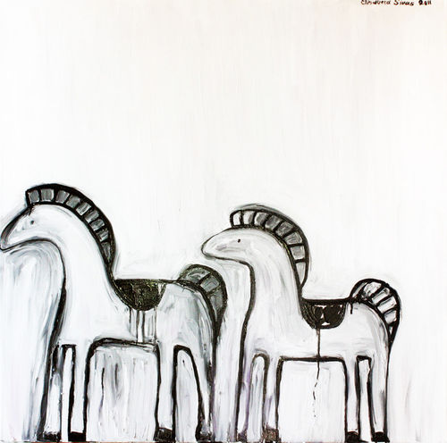 Two-small-horses-100-x-100-cm-oil-on-canvas-2011