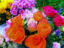 Blumenstrauß  mit orangen Rosen von Eva Dust