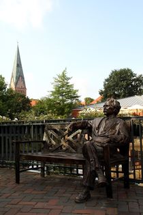 "Mark Twain", Bronzefigur im Lüneburger Wasserviertel von Anja  Bagunk