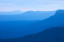 Layers of mountains at dusk, Blue Mountains, NSW, Australia by Sara Winter