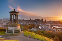 Skyline of Edinburgh, Scotland from Calton Hill at sunset by Sara Winter