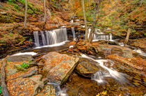 Waterfalls In Autumn On A Mountain by Dean Perrus