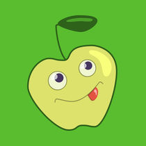 Happy Cartoon Green Apple by Boriana Giormova