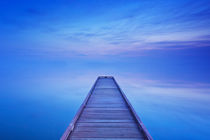 Jetty on a still lake at dawn in The Netherlands by Sara Winter