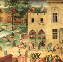 Kinderspiele: Detail der linken oberen Ecke zeigt Kindern Kreise by Pieter Brueghel the Elder