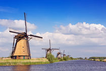 Traditional Dutch windmills on a sunny day at the Kinderdijk von Sara Winter