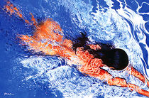 Menschen Malerei - Schwimmerin (aus der Serie Wasser) von Geert Bordich
