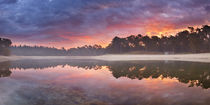 Reflections of sunrise at a quiet lake, Henschotermeer, The Netherlands von Sara Winter