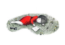 Sleeping, little girl, book, poster by Paola Zakimi