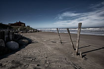 Lone beach with fence posts Aguas Dulces by Diana C. Bernardi