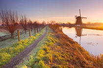 Traditional Dutch windmill near Abcoude, The Netherlands at sunrise by Sara Winter
