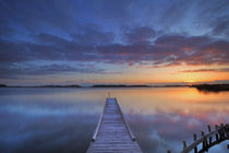 Jetty on a lake at sunrise, near Amsterdam The Netherlands by Sara Winter