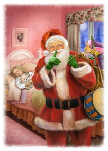 Santa Claus with sleeping girl von arthousedesign