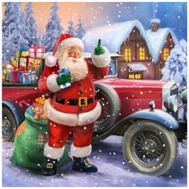 Santa Claus with classic car von arthousedesign