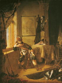 Ein Krieger in Thought  by Rembrandt Harmenszoon van Rijn