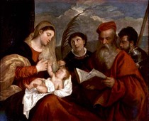 Madonna und Kind mit SS. Stephen von Tiziano Vecellio