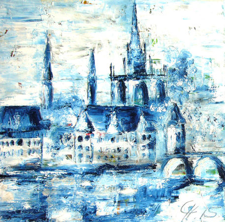 Konstanz-oelbild-blau-40-x-40