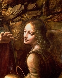 Detail der Engel, von der Madonna in der Felsengrotte  von Leonardo Da Vinci