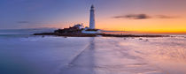Sunrise over St. Mary's Lighthouse, Whitley Bay, England by Sara Winter