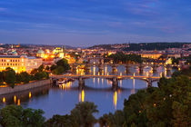 Bridges over the Vltava River, Prague, Czech Republic at night von Sara Winter