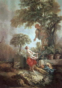 Landscape with figures gathering cherries by Francois Boucher
