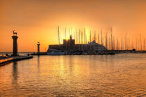 The sunrise at the old port of Rhodes, Greece by Constantinos Iliopoulos