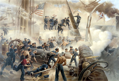 624-a-battle-at-sea-civil-war-color-painting