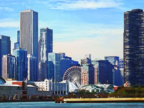 Chicago IL - Chicago Skyline and Navy Pier by Susan Savad