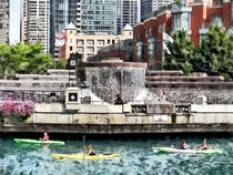 Kayaking on the Chicago River Near Centennial Fountain by Susan Savad