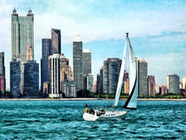 Chicago IL - Sailboat Against Chicago Skyline by Susan Savad