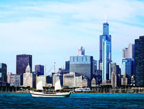 Chicago IL - Schooner Against Chicago Skyline by Susan Savad