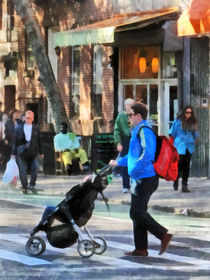 Daddy Pushing Stroller Greenwich Village by Susan Savad