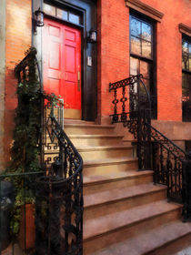 Greenwich Village Brownstone with Red Door by Susan Savad