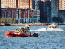 Fireman - Fire Rescue Boat Hudson River by Susan Savad