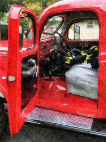 Fire Truck With Fireman's Uniform von Susan Savad