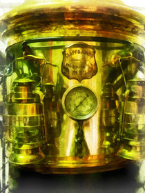 Fire Fighters - Gauge and Two Brass Lanterns on Fire Truck by Susan Savad