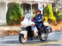 Suburban Motorcycle Cop by Susan Savad