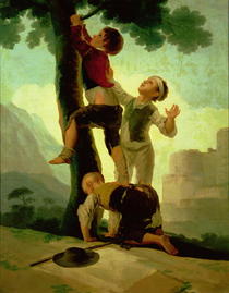 Boys Climbing a Tree, cartoon for a tapestry von Francisco Jose de Goya y Lucientes