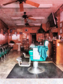 Barber Shop With Green Barber Chair by Susan Savad