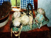 Balls of Cloth Strips in Basket von Susan Savad