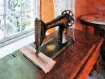 Sewing Machine Near Lace Curtain by Susan Savad
